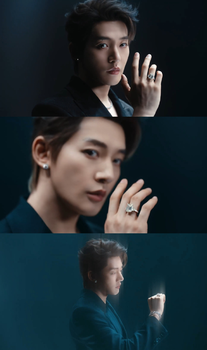 鄧為深V西裝和天然鉆石好配/壹號(hào)娛樂(lè)